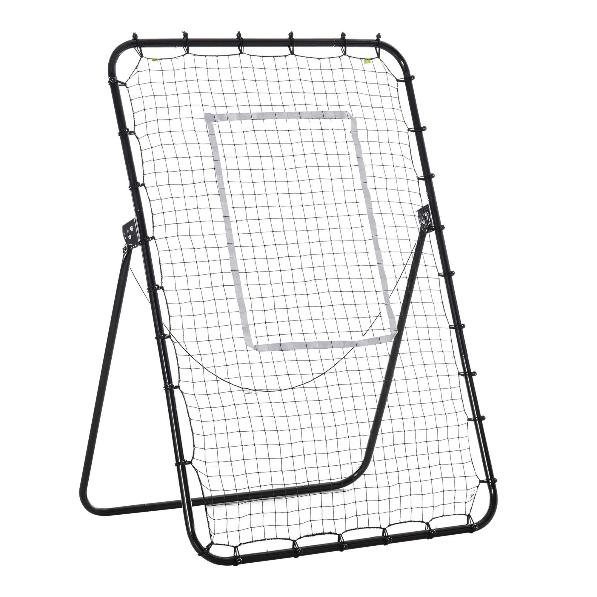FUSSBALL Rebounder, Klappbarer Fußballtor, Kickback Rückprallwand Schwarz - Schwarz, Metall (73/123cm) - HOMCOM