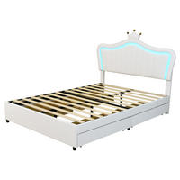POLSTERBETT 140/200 cm Weiß aus PU-Leder mit Stauraumschubladen und LED - Weiß, Textil (140/200cm) - OKMYHOME