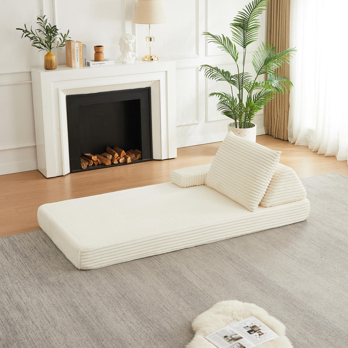 RÉCAMIERE 211 cm frei kombinierbar mit dreieckigen Rückenlehnen, DE-42722, Beige - Beige, Textil (211.5/48/106.5cm) - ComfortXL