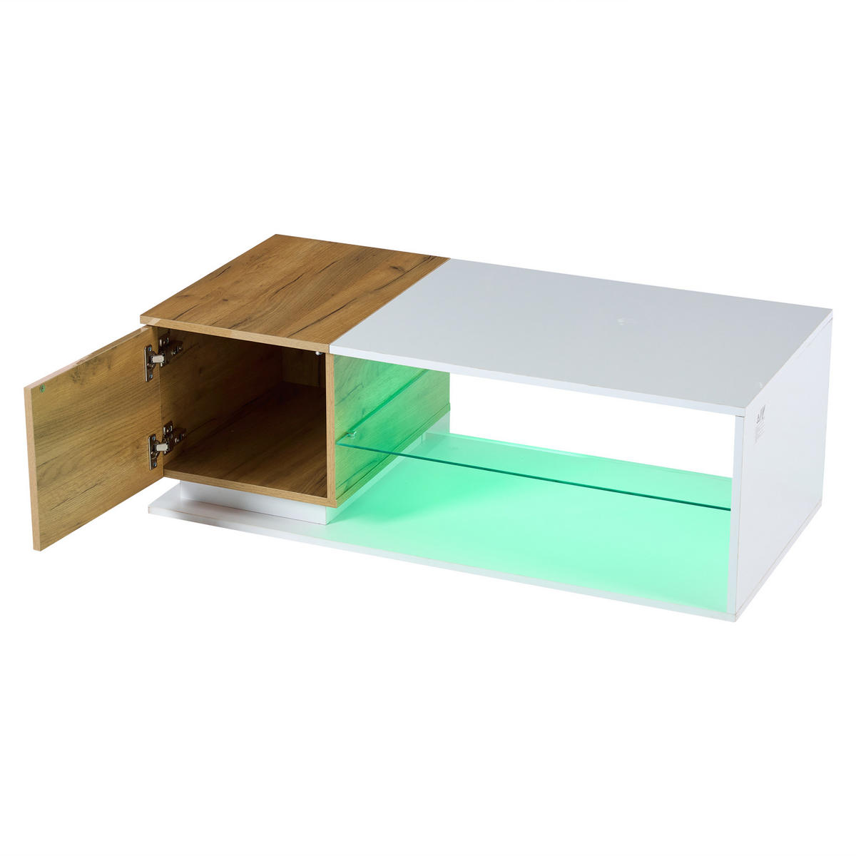 COUCHTISCH DE-001 LED Weiß/Holzfarbe - Weiß, Holzwerkstoff (105/50/36cm) - ComfortXL