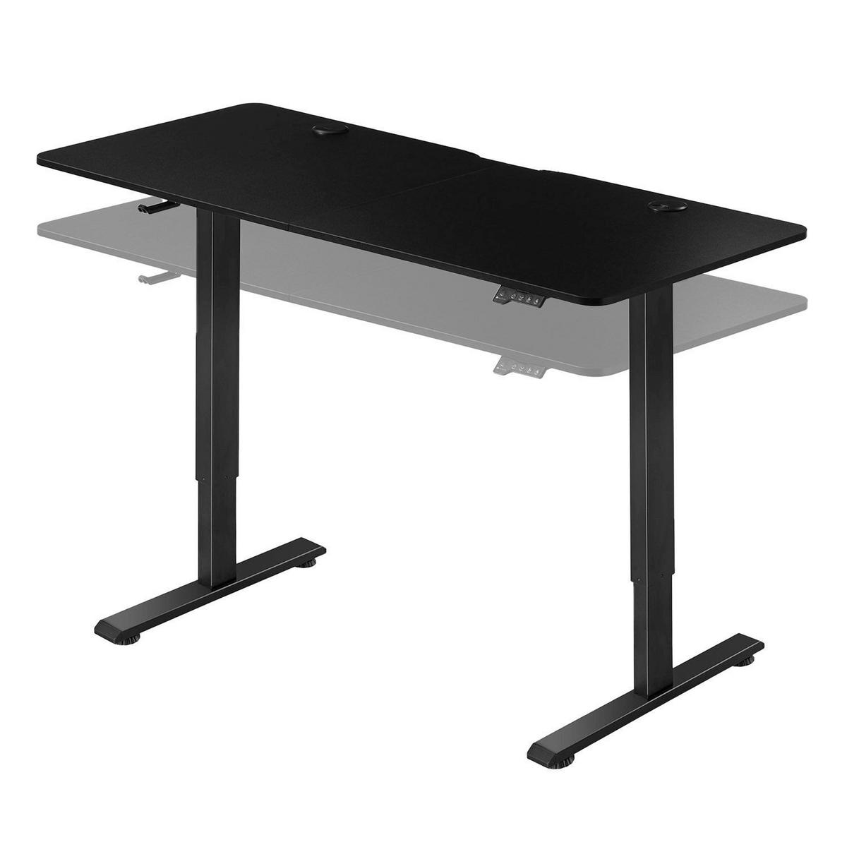 SCHREIBTISCH Office Stand schwarz 120x60 cm höhenverstellbar - Schwarz, Holz (60/120/117cm) - Juskys