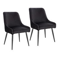 ESSZIMMERSTUHL ISABELLE 2er Set Samt Schwarz - Schwarz, Textil (55/85/63cm) - SVITA