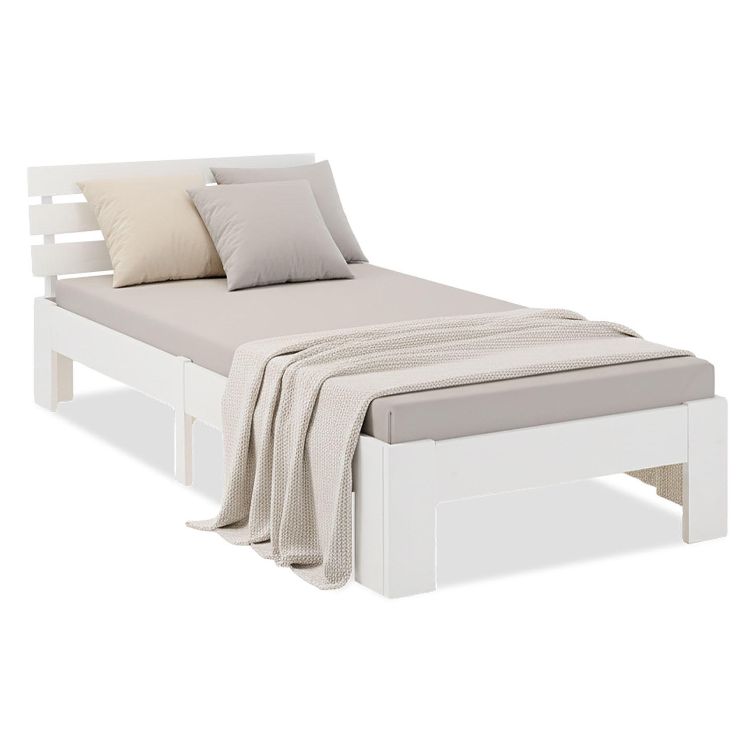 Homestyle4u Holzbett Weiß 90x200 cm