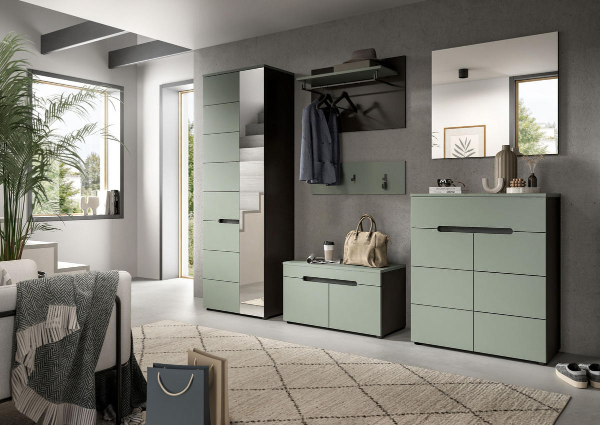 PANEEL CANU 2-tlg. (B/H/T: ca. 80/73/27 cm) in Basalt grau/Smoke Green - Grau, Holzwerkstoff (80/73/27cm)