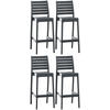 BARHOCKER 4er Set Kunststoff dunkelgrau - Chromfarben/Dunkelgrau, Kunststoff (45/105/51cm) - CLP