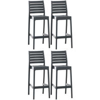 BARHOCKER 4er Set Kunststoff dunkelgrau - Chromfarben/Dunkelgrau, Kunststoff (45/105/51cm) - CLP