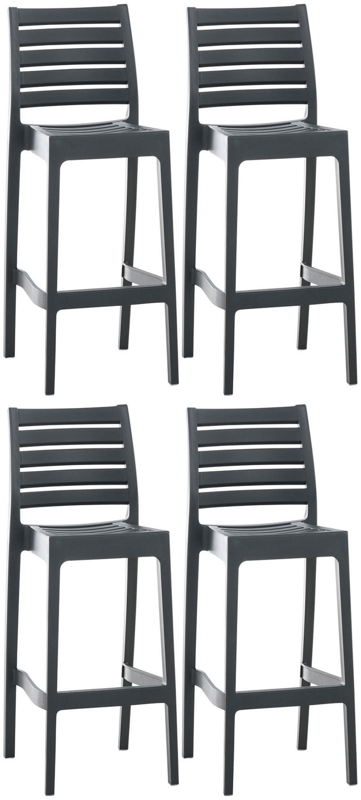BARHOCKER 4er Set Kunststoff dunkelgrau - Chromfarben/Dunkelgrau, Kunststoff (45/105/51cm) - CLP