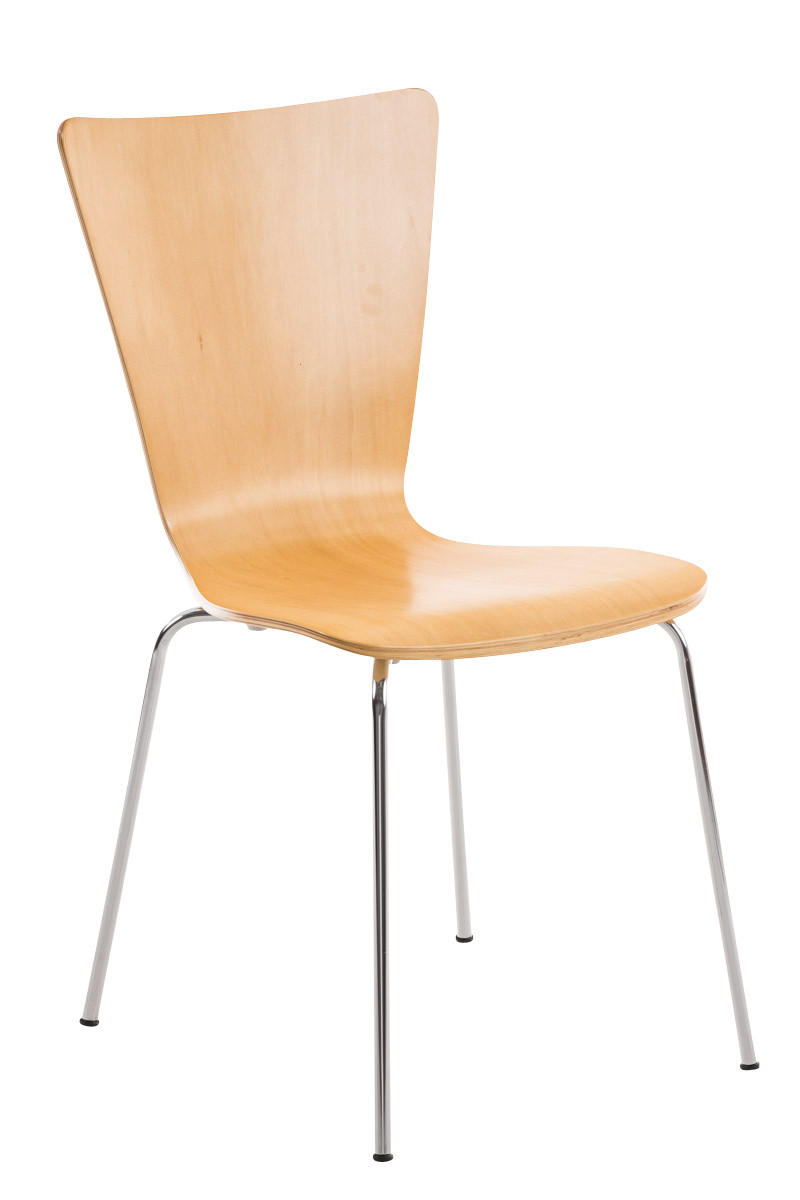 BESUCHERSTUHL Jaron mit Holzsitz und Metallgestell, Farbe: Natura - Chromfarben/Naturfarben, Holz/Metall (43/84/50cm) - TPFLiving