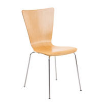 BESUCHERSTUHL Jaron mit Holzsitz und Metallgestell, Farbe: Natura - Chromfarben/Naturfarben, Holz/Metall (43/84/50cm) - TPFLiving
