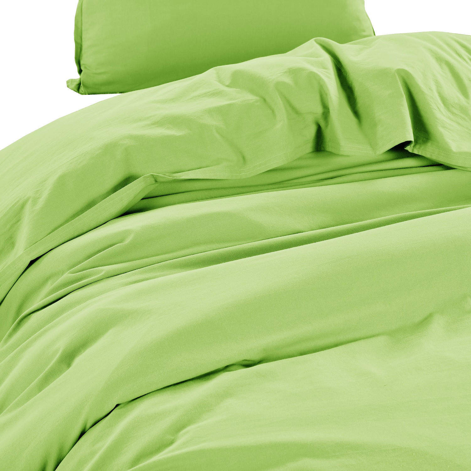 BETTWÄSCHE Stone Washed apfelgrün 155/220 cm 100% Baumwolle Used-Effekt mit Stehsaum - Hellgrün, Textil (155/220cm) - wometo