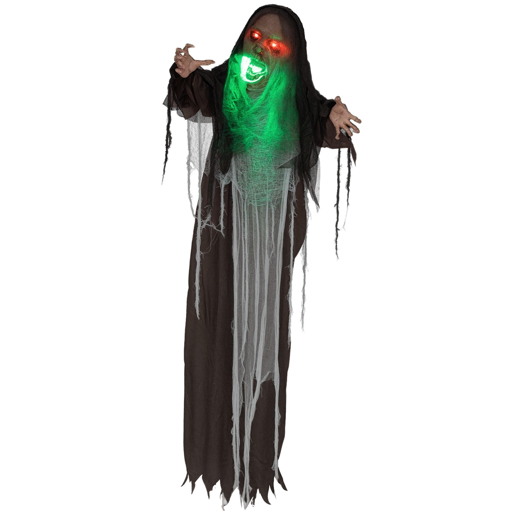 HALLOWEENDEKO DE-42075 Grünes Monster 183 cm mit Sound und LED Grün - Schwarz, Metall (70/183/18cm) - ComfortXL