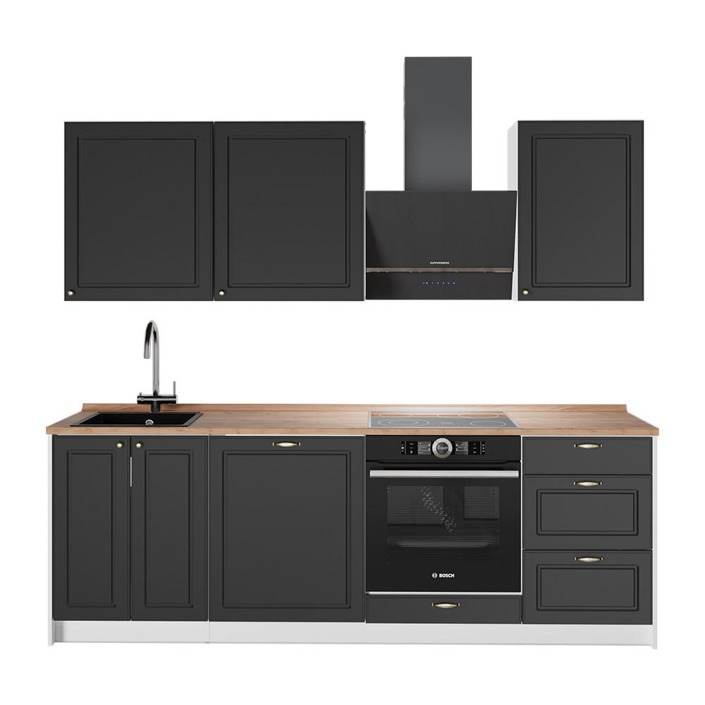 KUCHYŇSKÝ KOUT Fame-Line, Anthrazit-Gold Landhaus/Bílá, 230 cm, PD Dub - bílá/antracitová, kompozitní dřevo (230/82/60cm) - Vicco