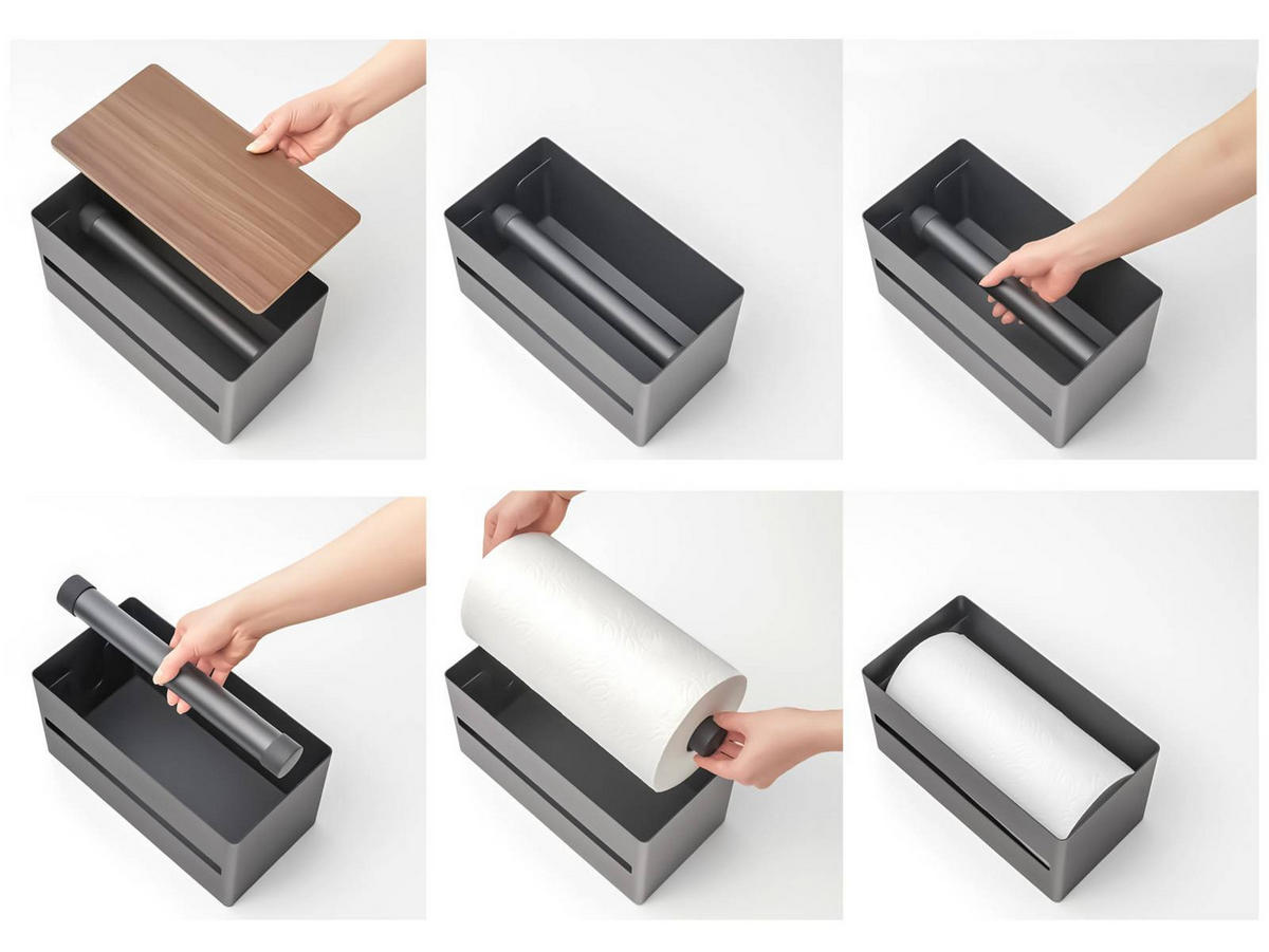 KÜCHENROLLENHALTER Rin schwarz 16/31/17 cm - Schwarz, Metall (31/17/16cm) - Yamazaki