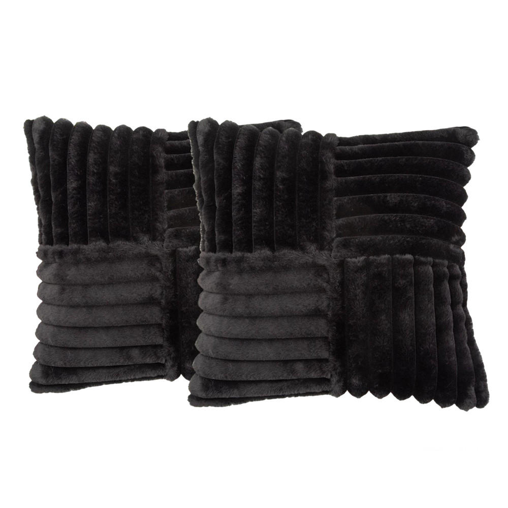 KISSENHÜLLE UNI Plüsch & Samt 45/45 cm - Schwarz, Textil (45/45cm) - Kaket