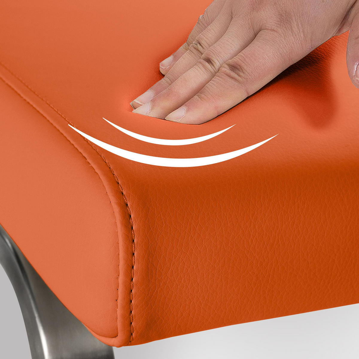 SCHWINGSTUHL Lederlook Orange - Edelstahlfarben/Orange, Textil/Metall (40/90/50cm) - CLP