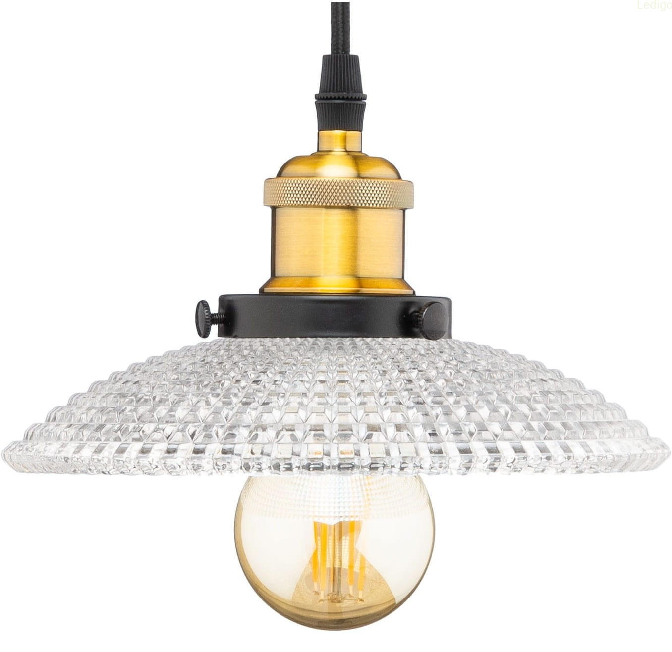 PENDELLEUCHTE Rosa - Transparent/Goldfarben, Glas/Metall (19/19/100cm) - kiki design