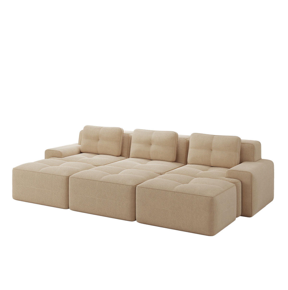 SCHLAFSOFA aus Cord in Beige 293x177x69 cm, modular mit 74 cm Sitztiefe - Beige, Textil (177/69/293cm) - IVMEU