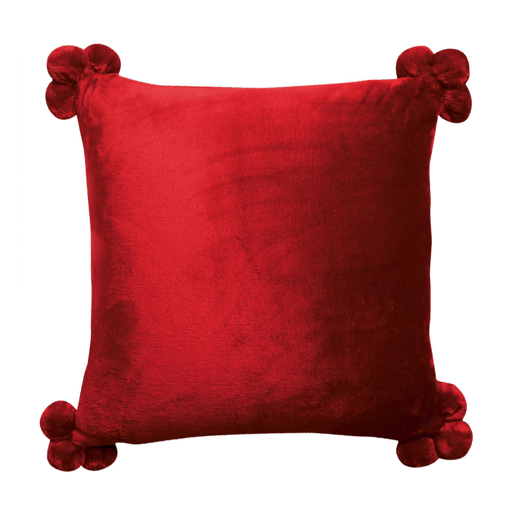 KISSEN Tender Pompons rubinrot 45 x 45 cm - Rot, Textil (45/45cm) - Vivaraise