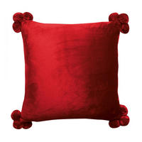 KISSEN Tender Pompons rubinrot 45 x 45 cm - Rot, Textil (45/45cm) - Vivaraise