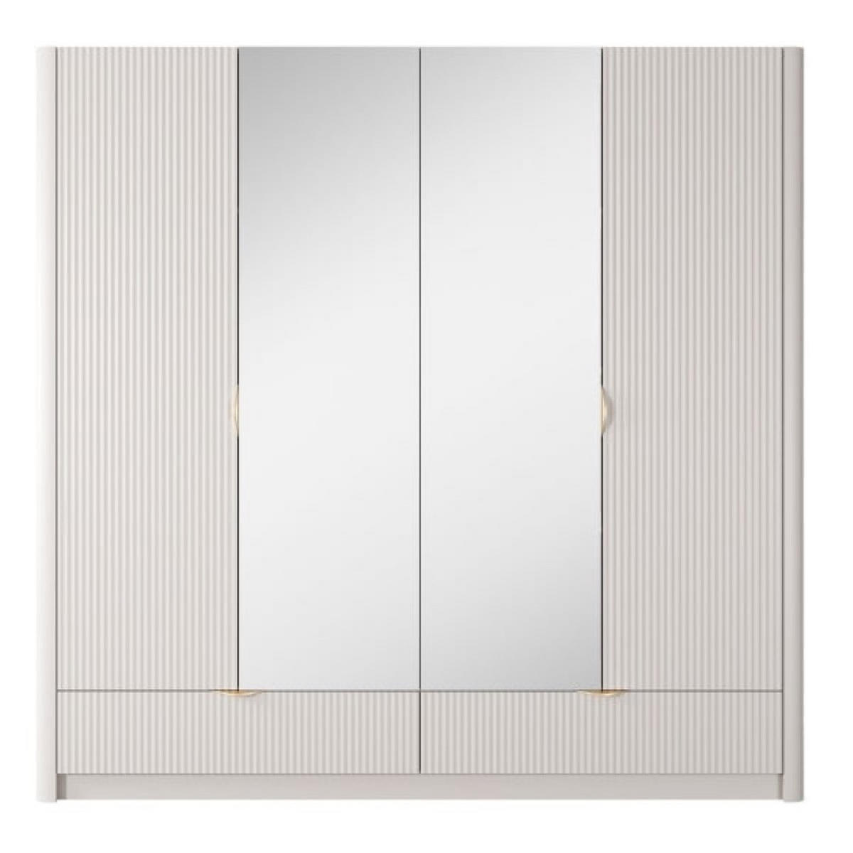 SCHRANK Beige Lena Mit Spiegel - Beige, Holzwerkstoff (213/208/54cm) - Sepro Meble