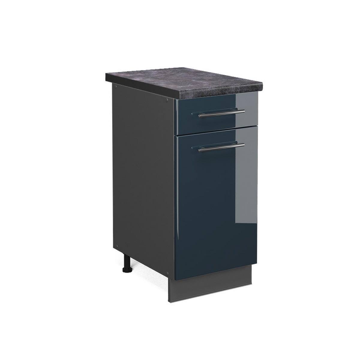 KÜCHENUNTERSCHRANK Fame-Line Dunkelblau Hochglanz 40 cm, AP Anthrazit - Anthrazit/Dunkelblau, Holzwerkstoff (40/82/60cm) - Vicco