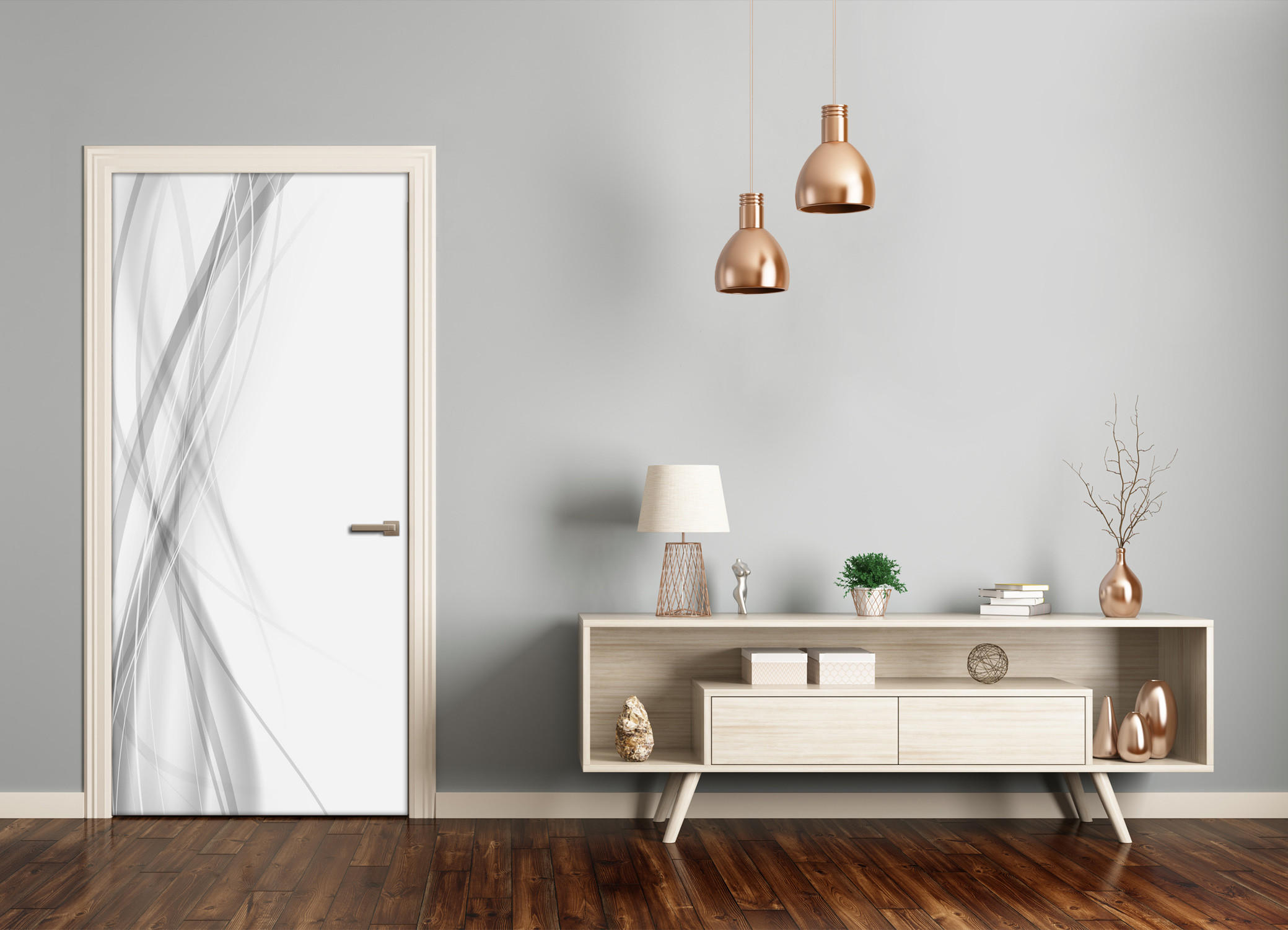 TÜRAUFKLEBER 75x205 cm Dekorativ für Türen - Hellgrau, Kunststoff (75/205/0.01cm) - TULUP