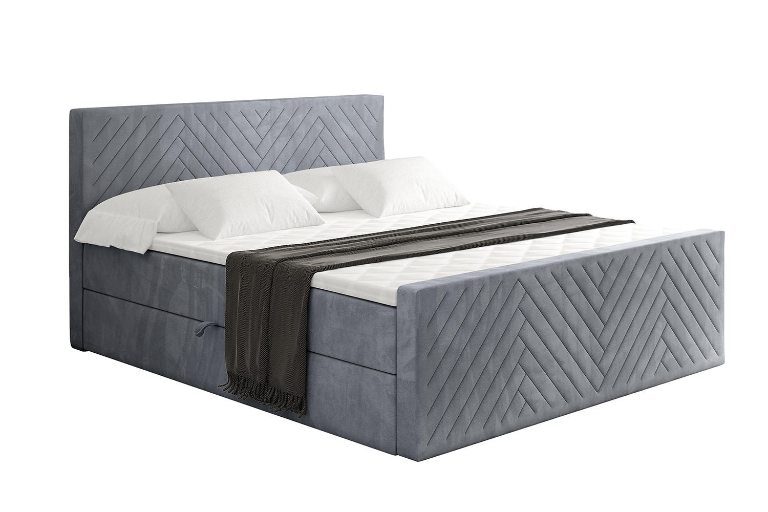 BOXBETT mit Matratze und Lattenrost - VEXA-Z - 180x200 - Grau Casablanca - Grau, Holzwerkstoff (180/200cm) - ALTDECOR