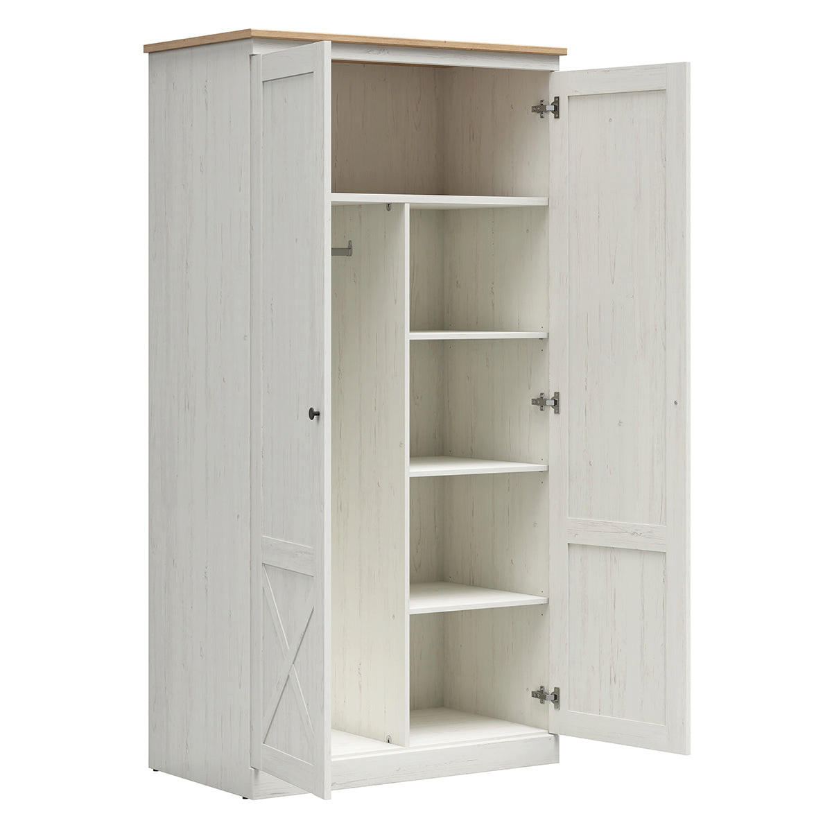 SKRIŇA 2 dvere Victoria Biela a drevo - biela, kompozitné drevo (103/201/58cm) - Petits-meubles