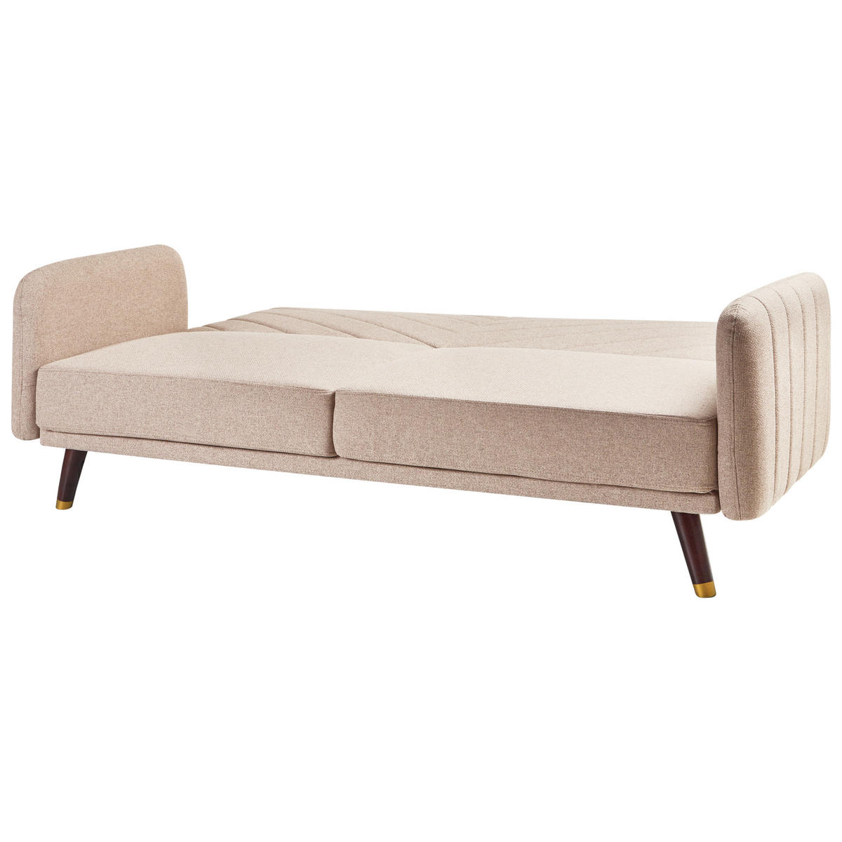 ROZKLÁDACÍ POHOVKA 3-místná Umělý len Světle hnědá Senja - světle hnědá, textil (198/87/95cm) - Beliani
