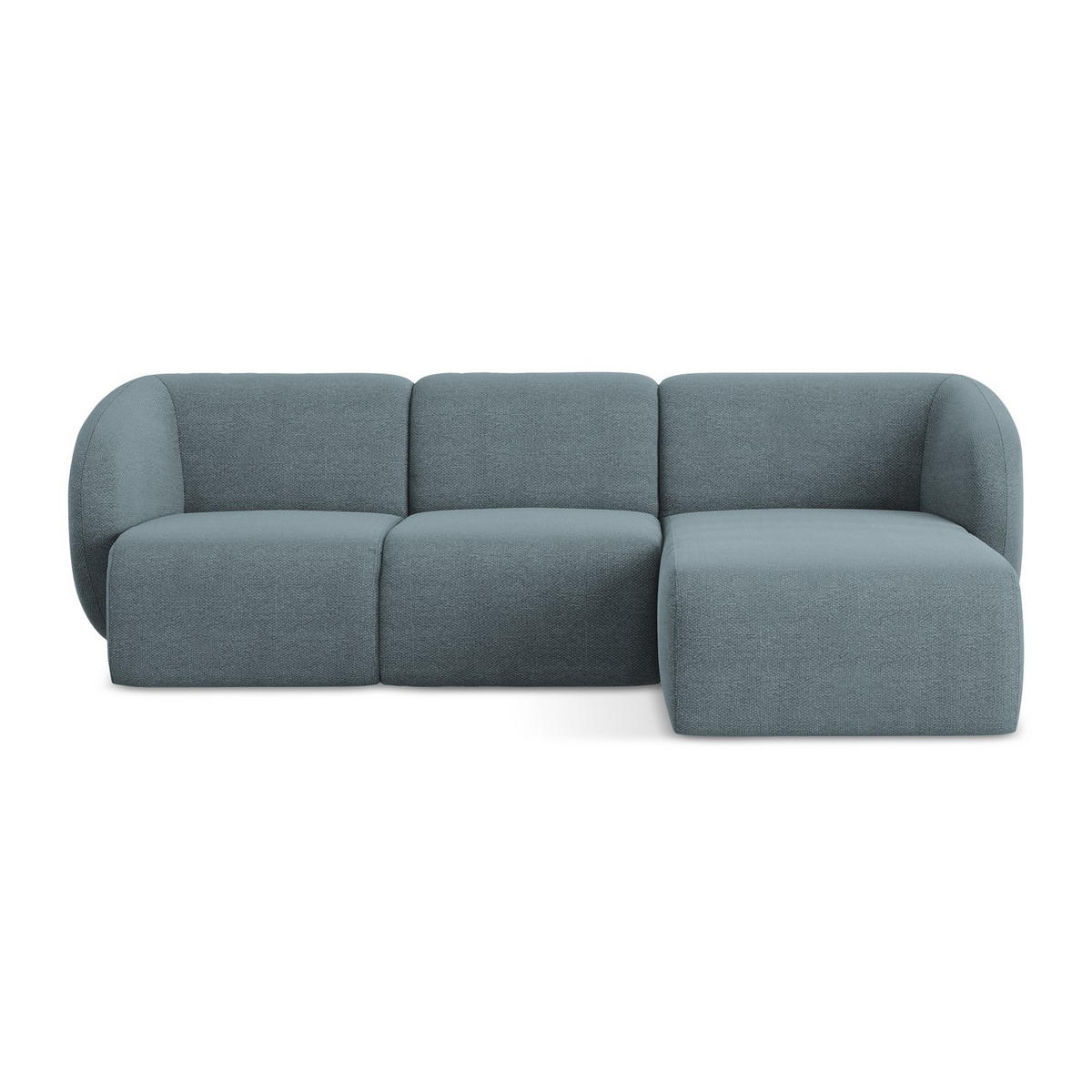 ECKSOFA Rechts Bouclé Stoff Blau - Blaugrau/Schwarz, Holzwerkstoff/Kunststoff (248/166cm) - LaMiaSofa