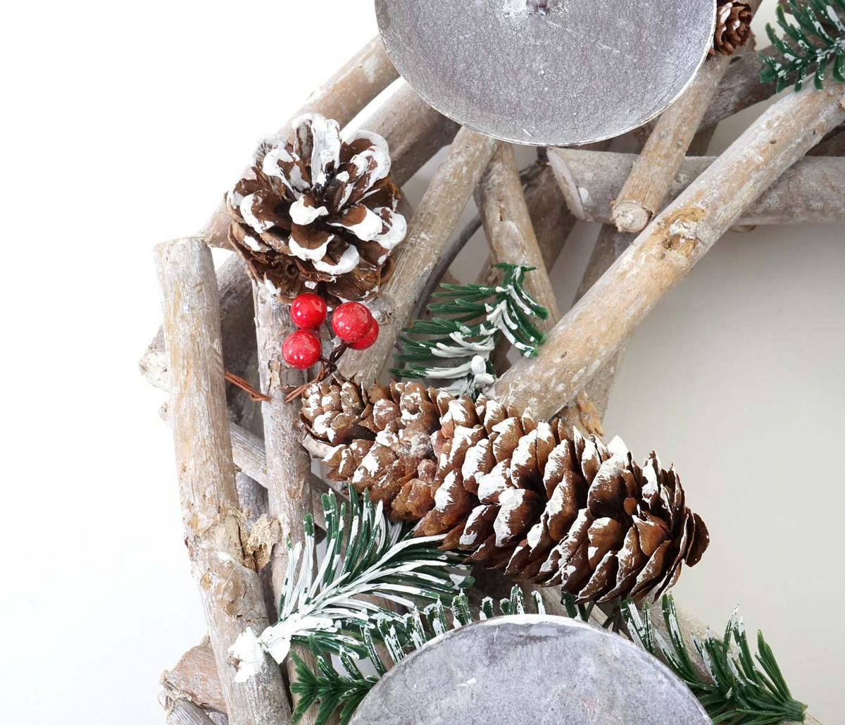 ADVENTSKRANZ RUND HOLZ KERZEN WEIß Weiß - Weiß, Holz (35/11cm) - MCW