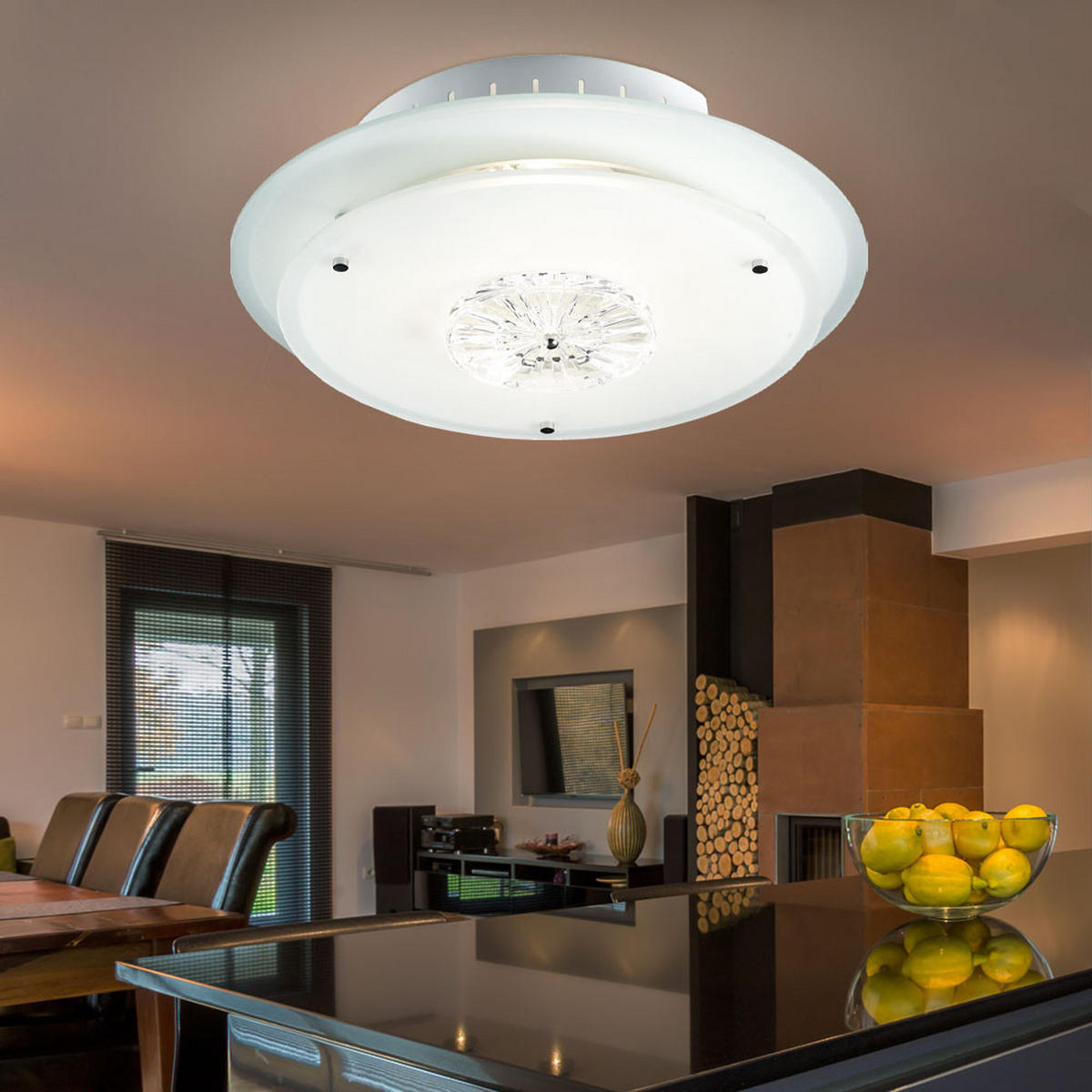 DECKENLEUCHTE Kristallglas Klar Runde Form - Klar, Glas (33/33/8.5cm) - Esto