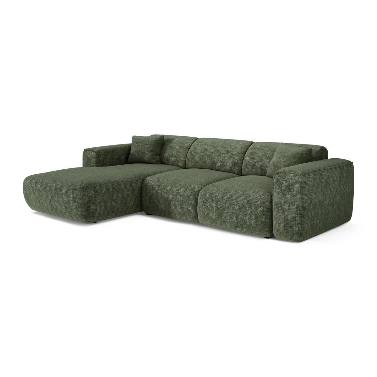 ECKSCHLAFSOFA Geprägter Samt Smaragdgrün 283cm - Smaragdgrün, Textil (283/180cm) - Sia Home