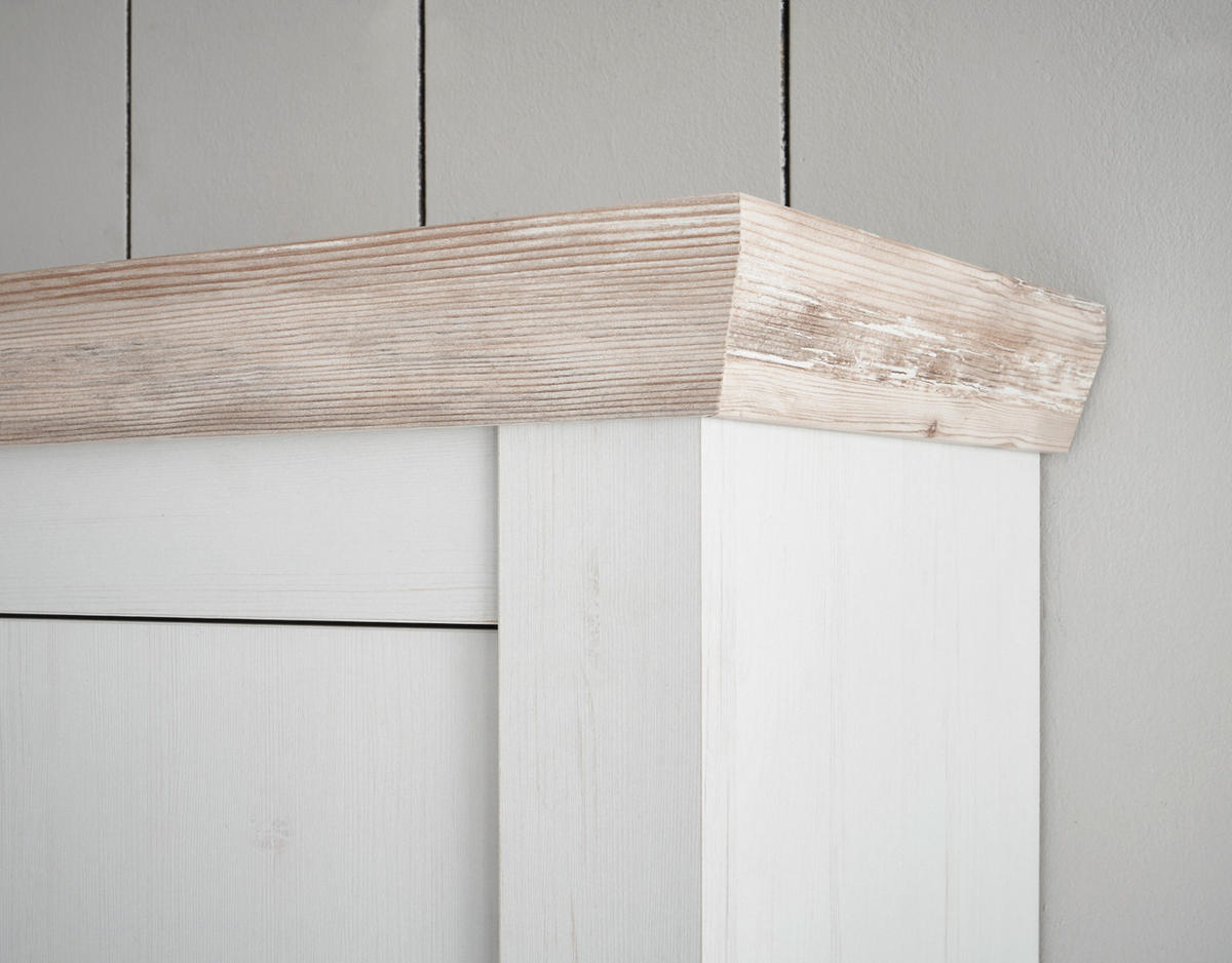 HÄNGESCHRANK weiß Pinie Landhaus, Küchenschrank hängend 55 x 85 cm, Soft-Close - Schwarz/Weiß, Holzwerkstoff/Metall (55/85/34cm) - Furn.Design