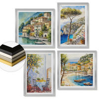 WANDBILDER 4er Set - 50x50 cm & 40x60 cm Silberner Rahmen - Italienische Städte (Aquarell) - Silberfarben, Kunststoff (50/50cm) - ArtPrintCave