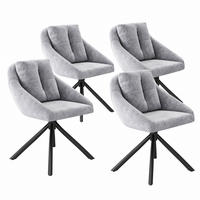 DREHSTUHL ergonomisch Samt Grau 4er-Set - Grau, Metall (54/79/65.1cm) - Meubliv