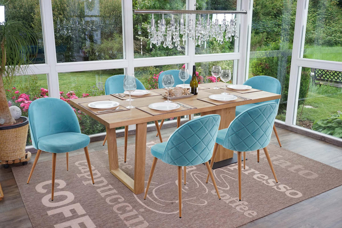 ESSZIMMERSTUHL Türkis 6er-Set - Türkis, Textil (48/77/46cm) - MCW