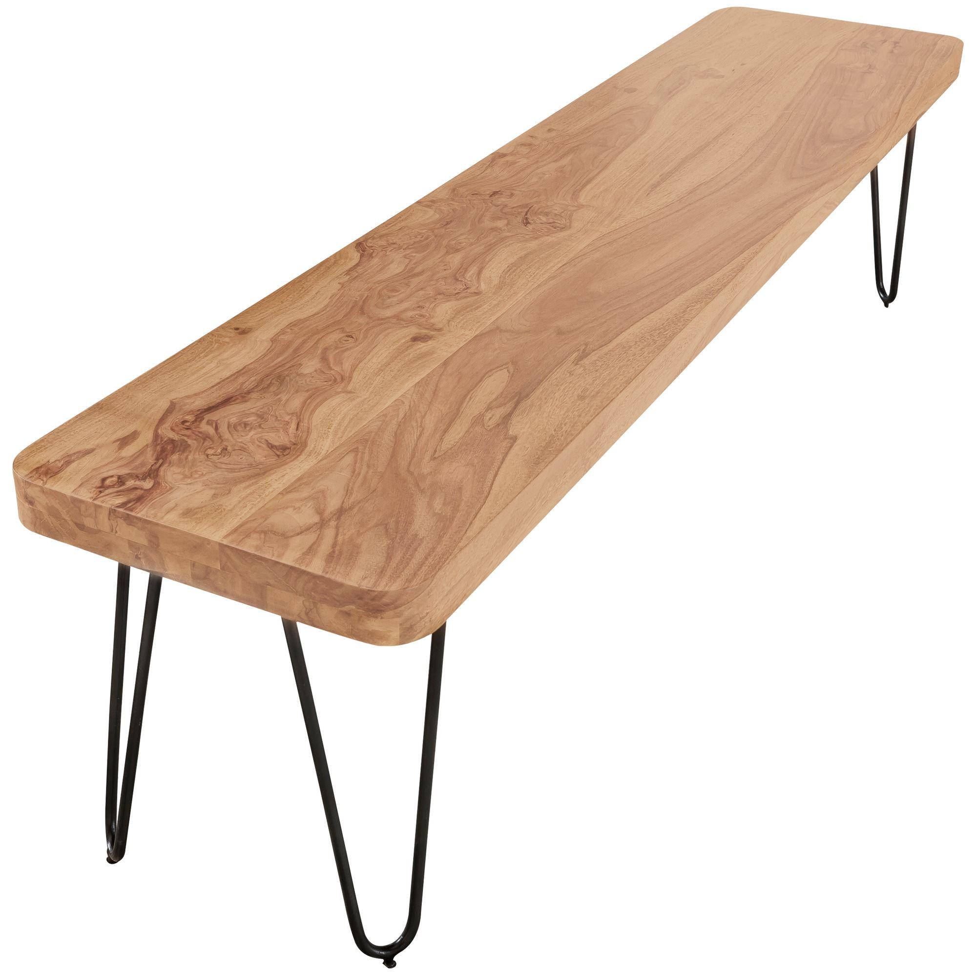 SITZBANK BALU Massivholz Metallbeine Landhausstil, Beige 120x40x45 cm - Beige/Schwarz, Holz/Metall (120/45/40cm) - KADIMA DESIGN
