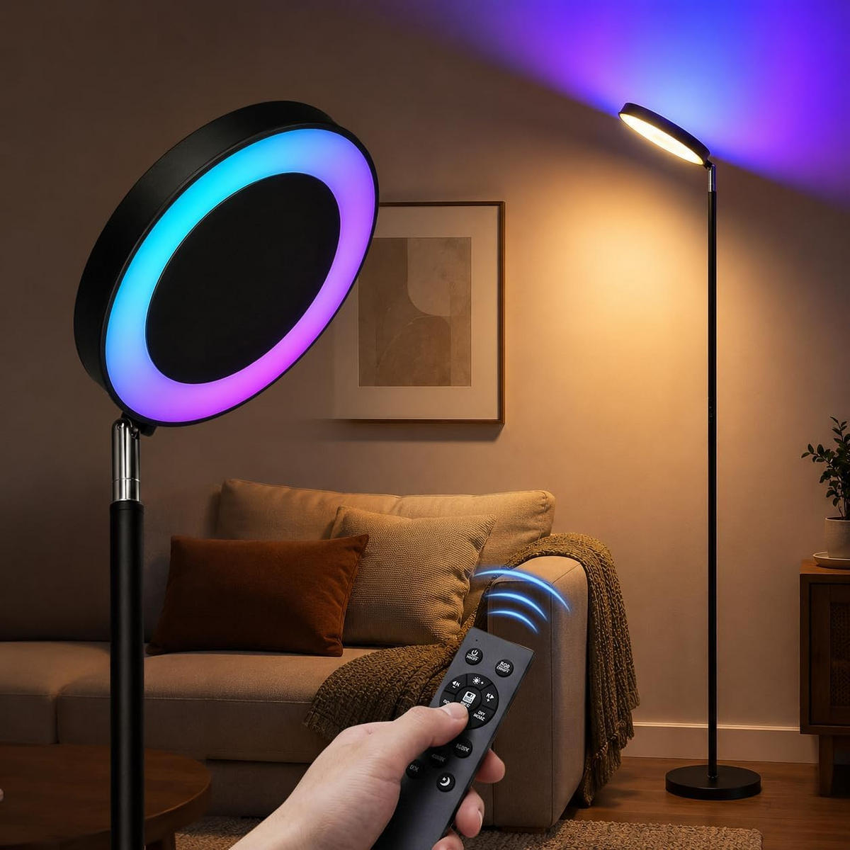 STEHLEUCHTE FL1081 LED RGB CCT Schwenkbar - Schwarz, Metall (25/25/180cm) - LOVHAUS