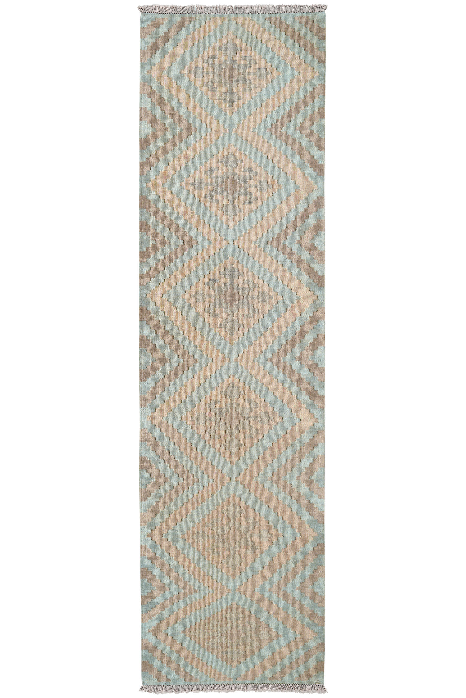HANDWEBTEPPICH Kelim Gashgai Grün 210/57 cm - Grün, Textil (57/210cm) - Looma