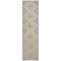 HANDWEBTEPPICH Kelim Gashgai Grün 210/57 cm - Grün, Textil (57/210cm) - Looma