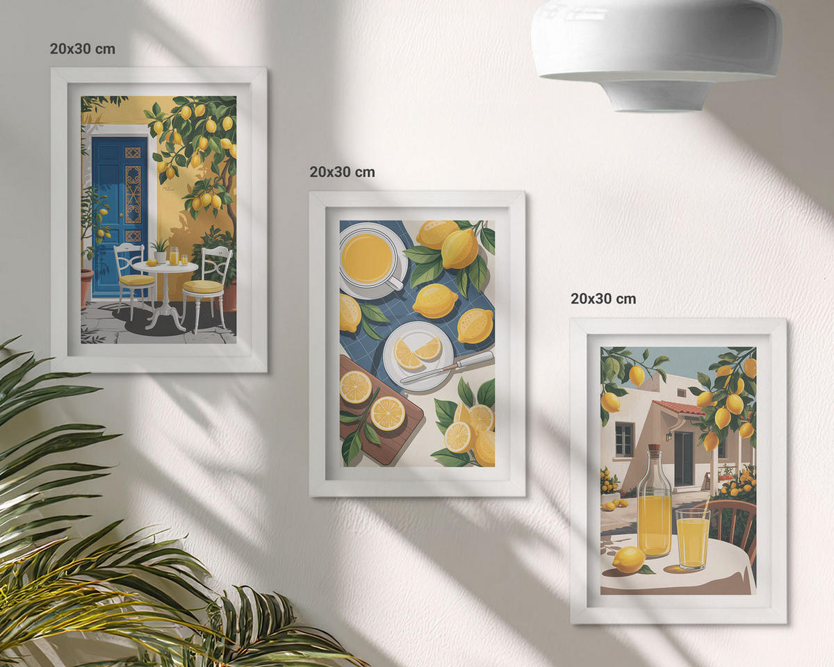 WANDBILDER 3er-Set - 20x30 cm Weißer Rahmen - Patio Sun Limonade - Weiß, Kunststoff (20/30cm) - ArtPrintCave