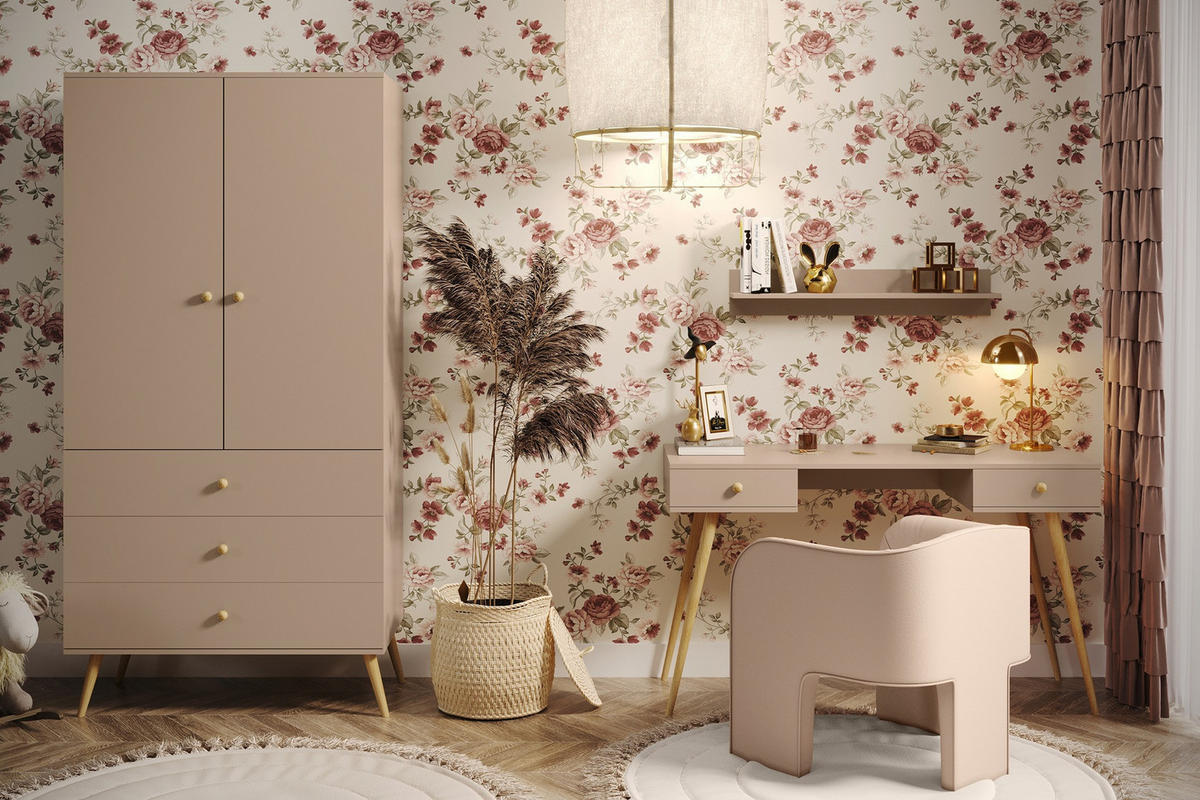 SCHREIBTISCH Macchiato Skandinavischer Stil Mit Schubladen - Beige, Holz (135/135/79cm) - Sepro Meble