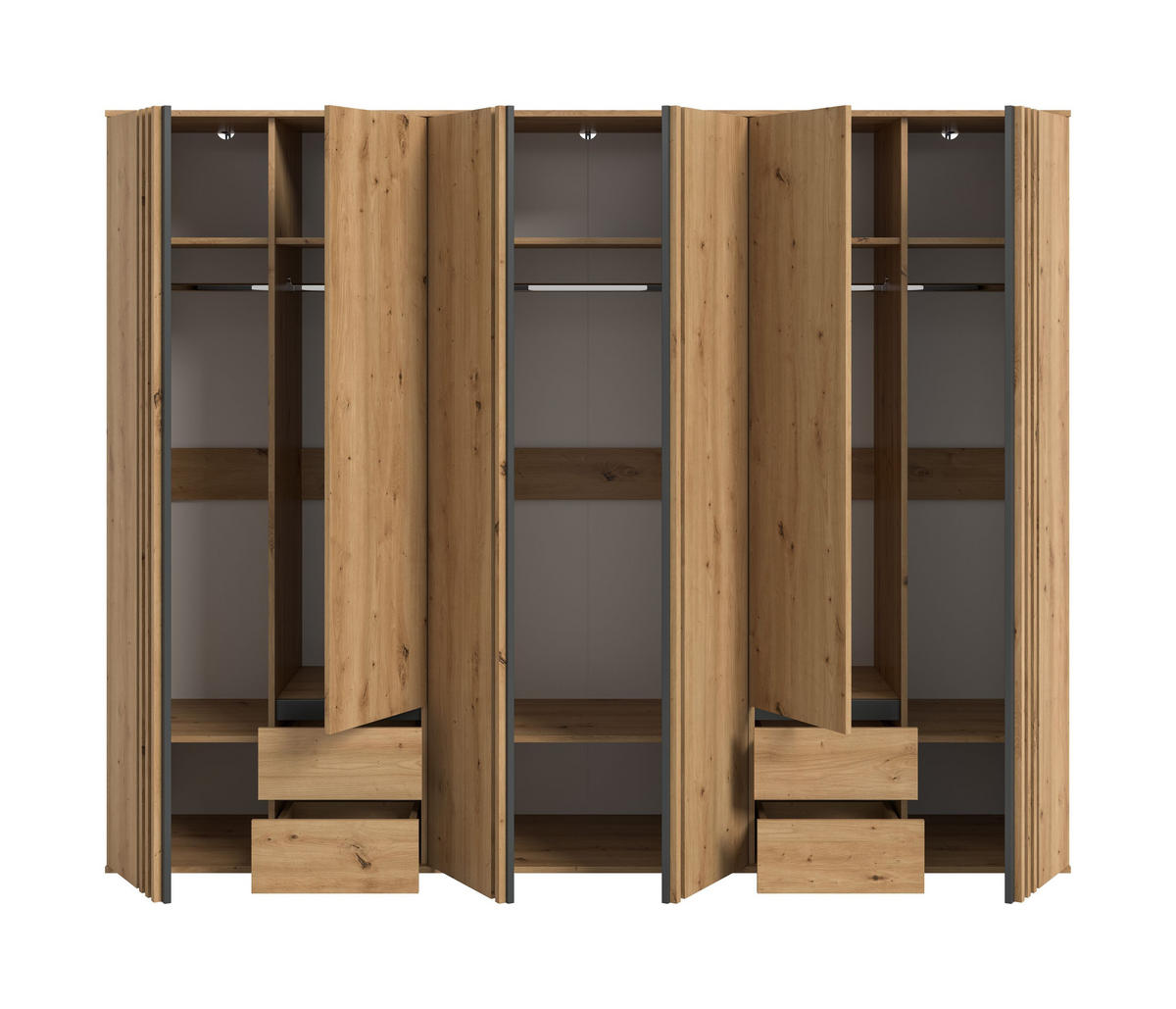 KLEIDERSCHRANKKOMBINATION TOFTA (B/H/T: ca. 240/190/56 cm) in Artisan Eiche Nachbildung/Artisan Eiche Nachbildung - Eiche Artisan, Holzwerkstoff (240/190/56cm)