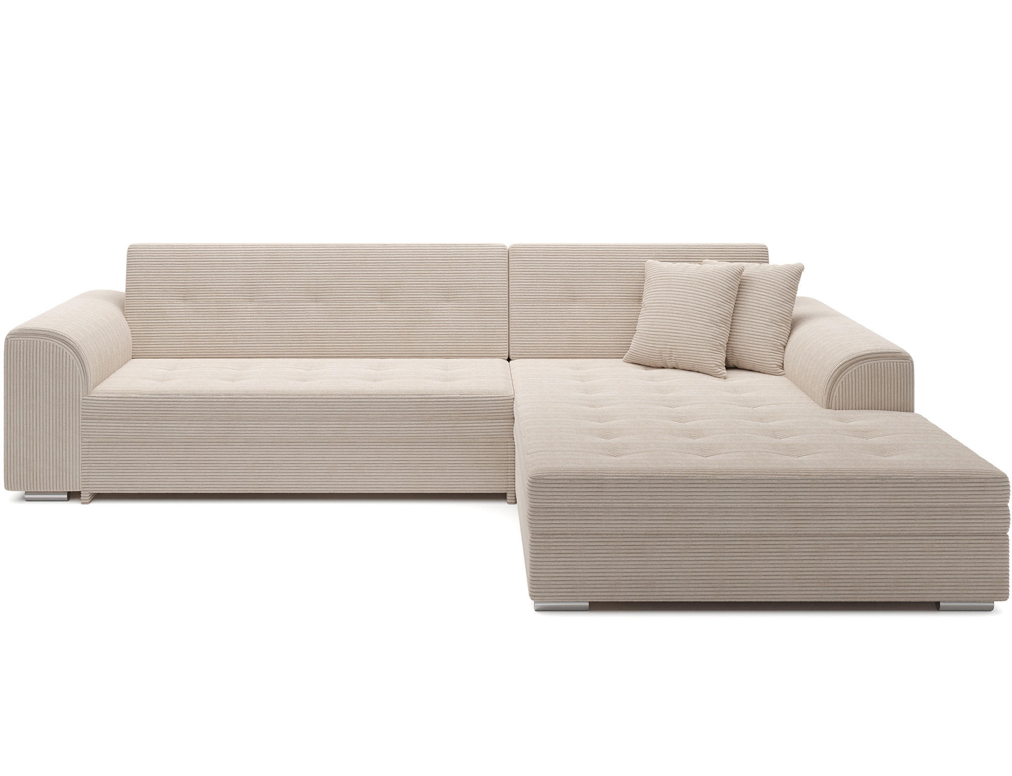 ECKSOFA SORENTO mit Schlaffunktion & Delfin-Mechanismus – Wohnlandschaft in L-Form 296 cm - Beige, Kunststoff (296/78cm) - Wohnideebilder