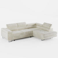 ECKSOFA VEMO EDGE Rechts Creme Velour-Stoff mit Bettkasten und Schlaffunktion - Creme, Textil (270/200cm) - Barchello