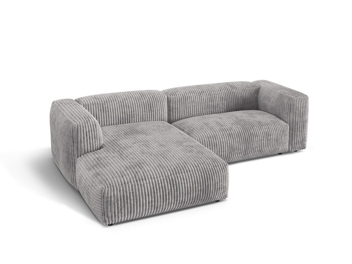 ECKSOFA modular links Martina aus Cord hellgrau 2 Sitzplätze - Hellgrau, Textil (176/283cm) - Micadoni