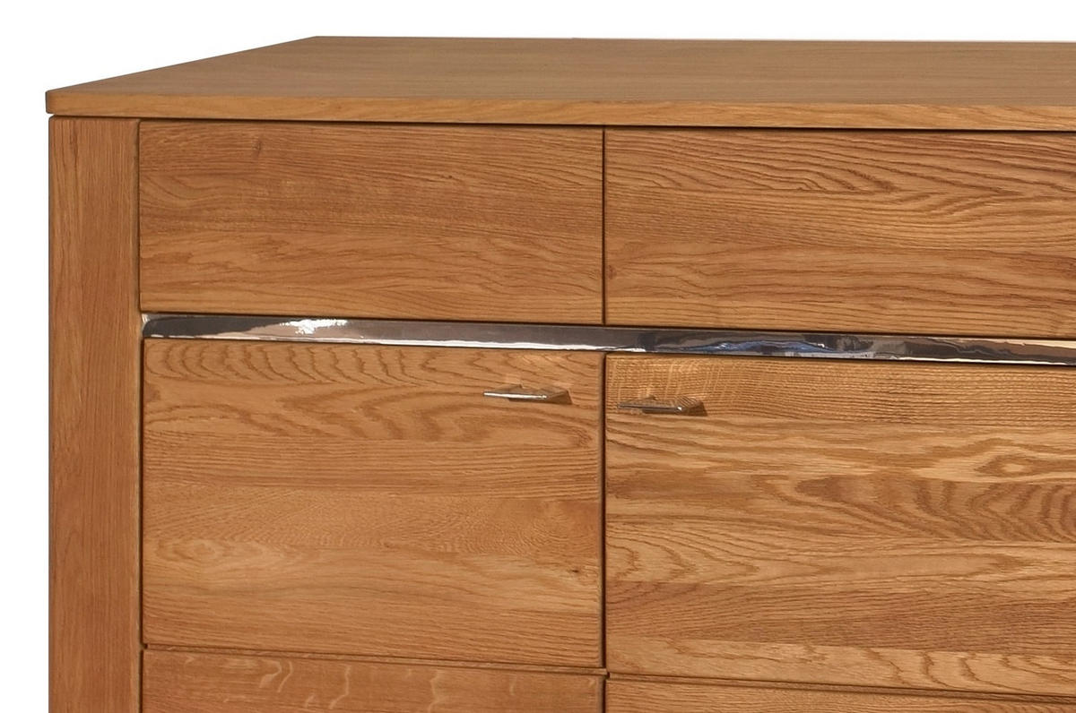 KOMMODE Latina Honig Eiche 155 / 42 / 91cm - Honigeiche/Braun, Holz/Metall (155/91/42cm) - Feldmann-Wohnen