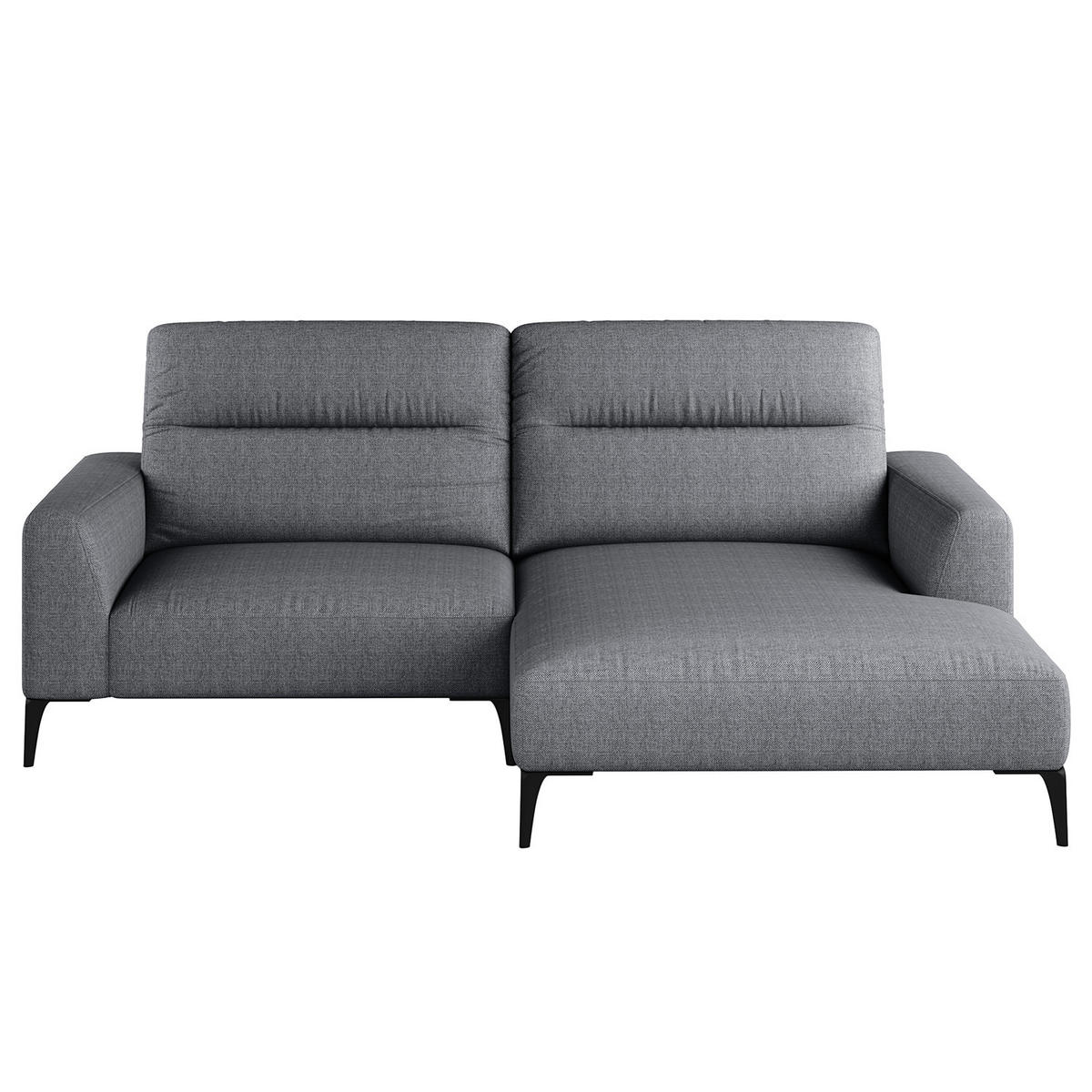 1,5-SITZER ECKSOFA mit Longchair - Schwarz/Grau, Textil/Metall (232/180cm) - home24