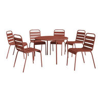 GARTEN-ESSGRUPPE: Tisch rund D. 130 cm + 6 stapelbare Stühle - Metall - Terracotta - MIRMANDE von MYLIA - Braun, Metall - Vente-Unique